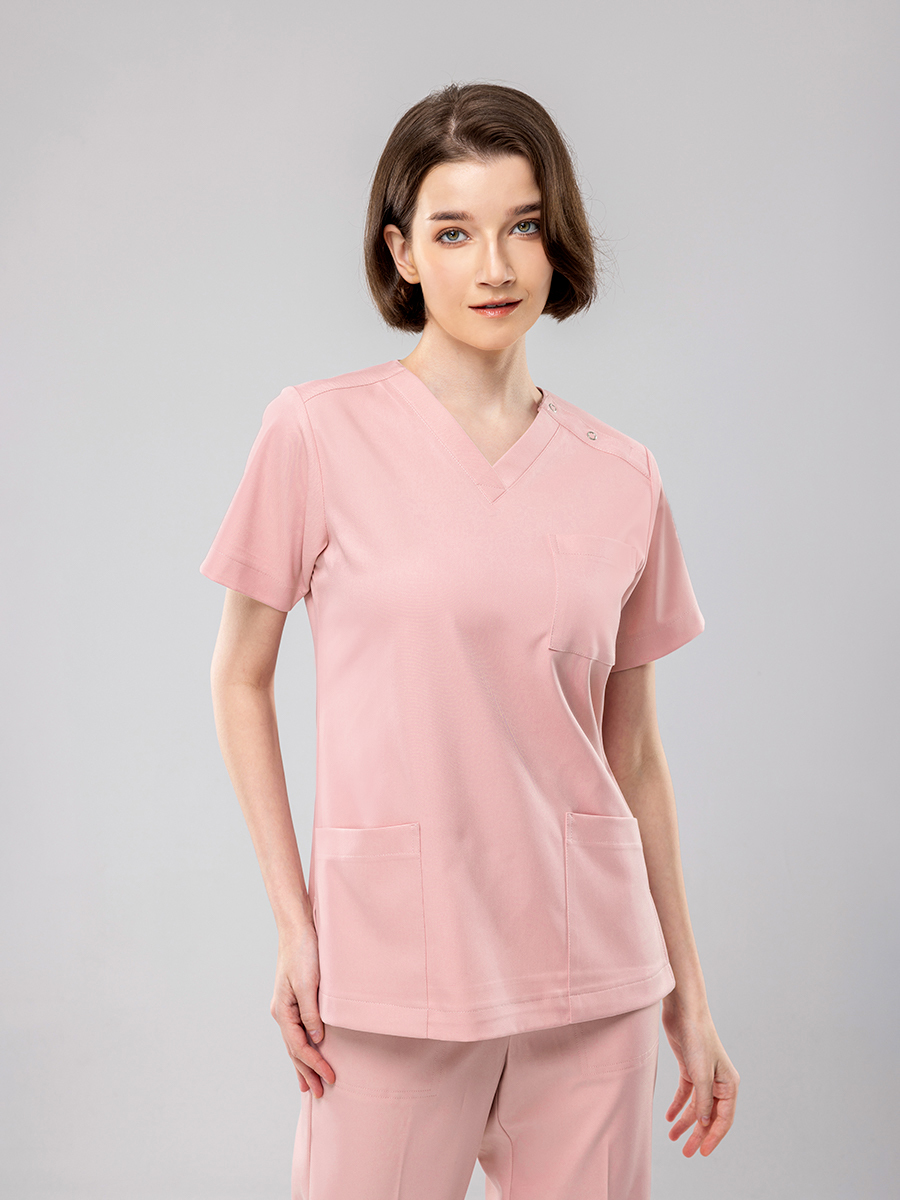 【 AB719-A2 】男女通用-刷手上衣-AB柔挺布-梅子粉