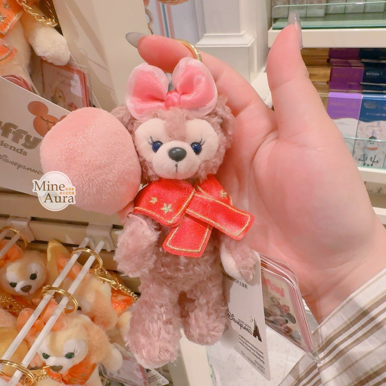 慶典氣球系列 雪莉玫 ShellieMay 絨毛 吊飾 鑰匙圈 (可客製專屬刺繡字母) -香港迪士尼樂園