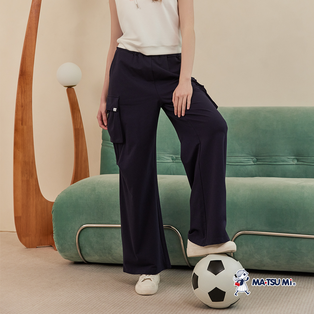 MA‧TSU Mi 大口袋抽繩壓褶工裝褲(深藍)