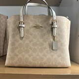 [S] COACH GOLD/SAND/CHALK CV965 MOLLIE TOTE BAG 25 IN SIGNATURE CANVAS, 196395541843 (SCO1164)