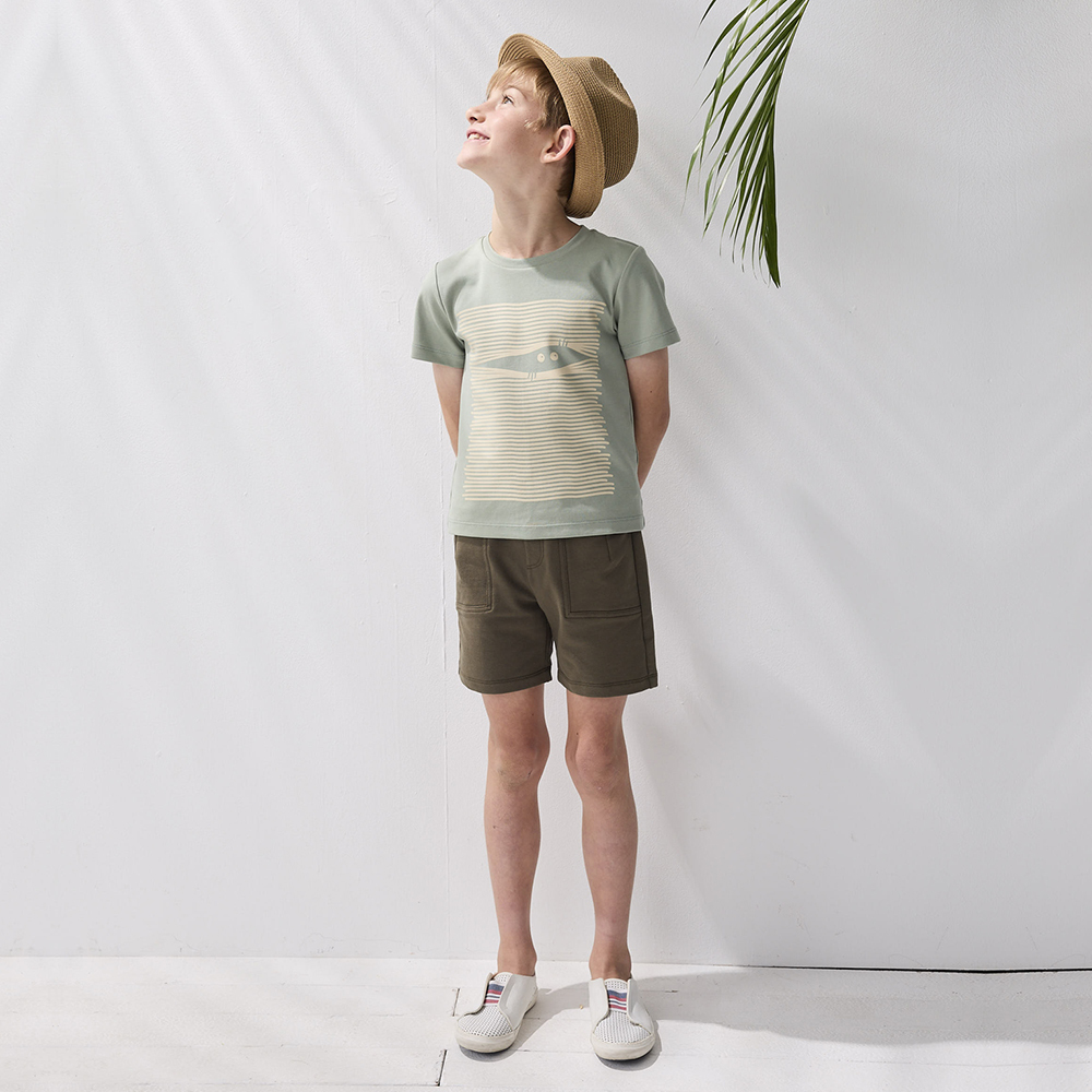 PIPPY 小精靈窺看趣味印花圓領上衣 綠