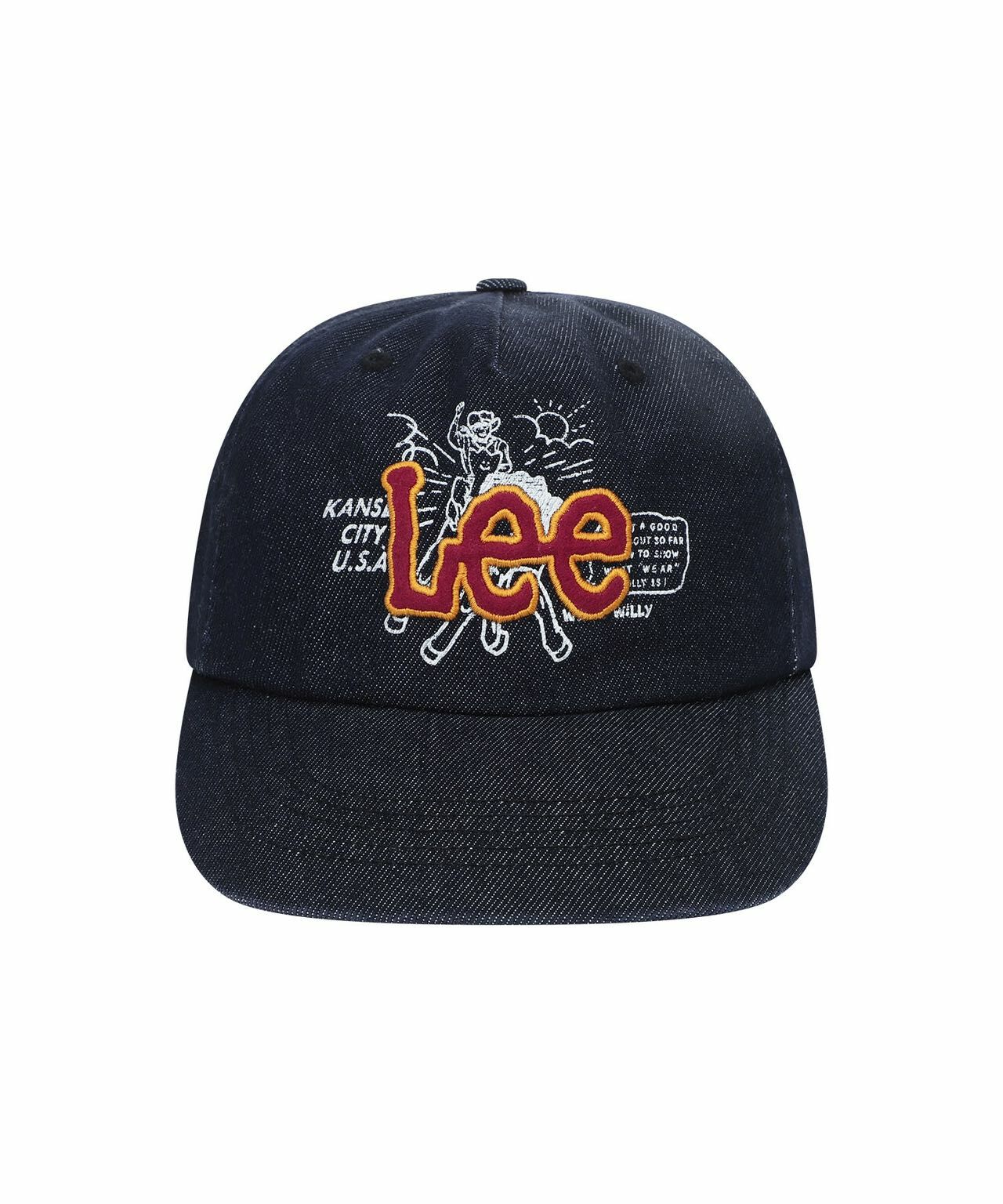 WACKY WILLY X LEE 聯名 小飛人 牛仔丹寧刺繡棒球帽 深藍色/牛仔藍