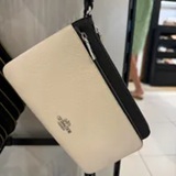 [S] COACH SV/CHALK BLACK MULTI CU921 CNTRST DOUBLE ZIP WALLET, 196395413706 (SCO1173)