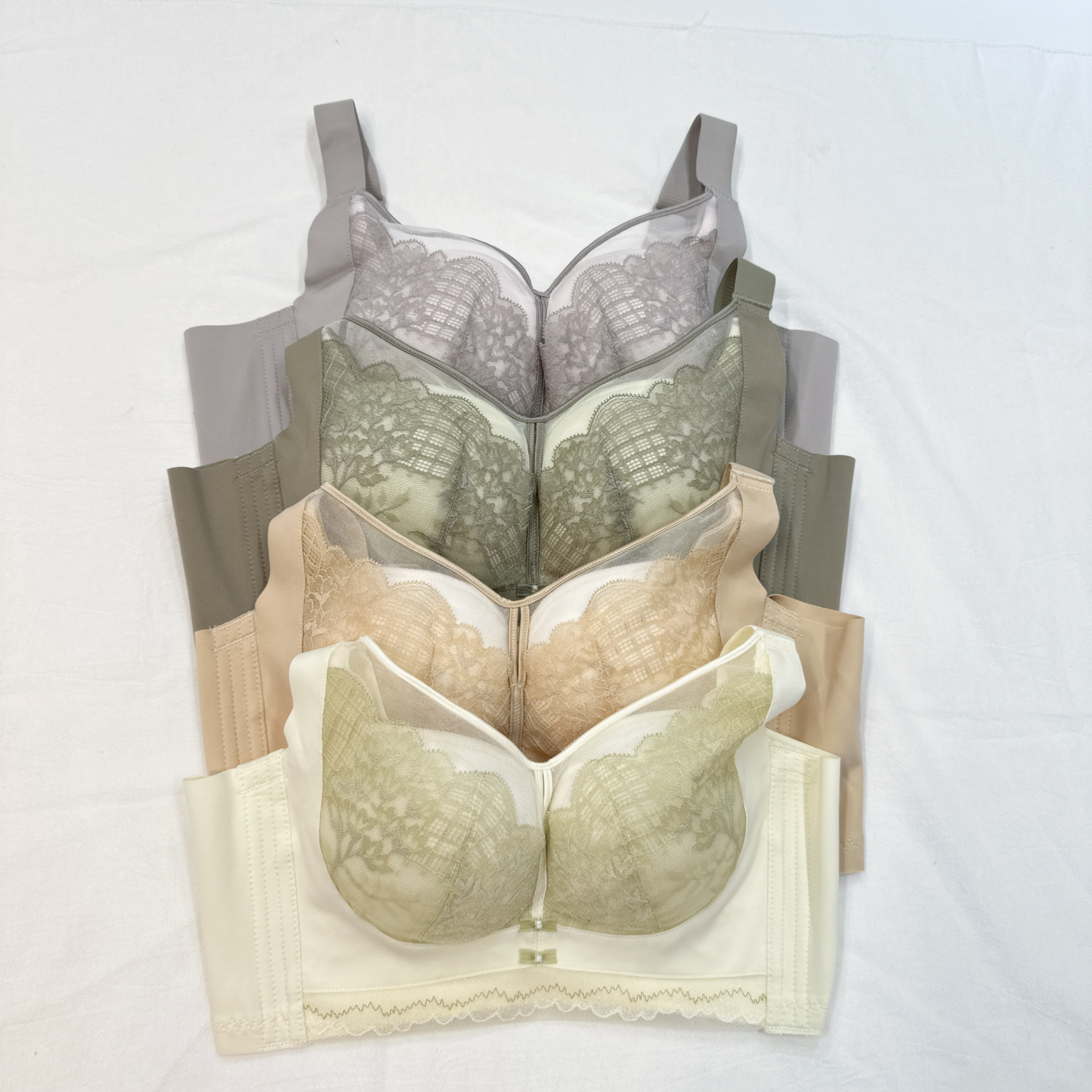 3320-小縷空喱士五排扣收副乳無鋼圈胸圍 (S74-S89)