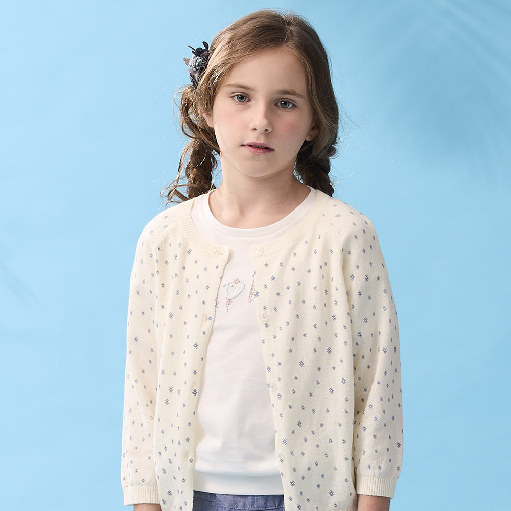 PIPPY精緻花卉LOGOV繡花圓領上衣 米白