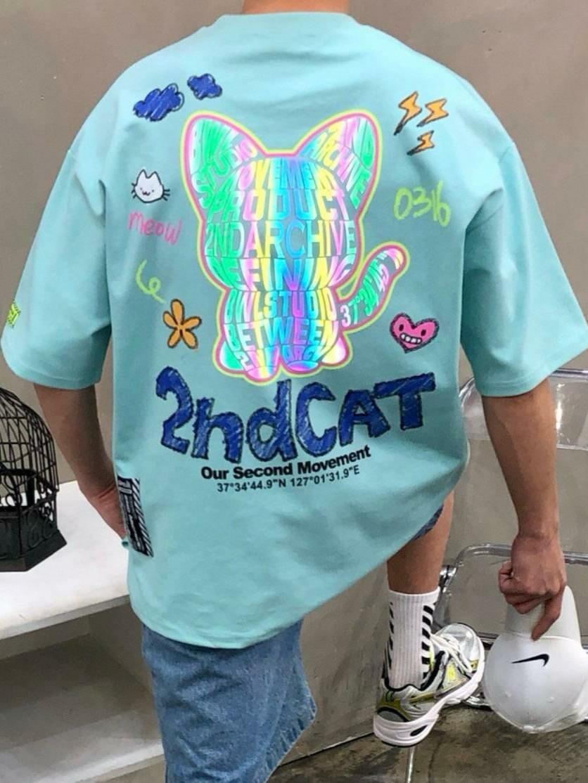 3M反光貓仔圖案英文字短袖Tee 2nd-230T