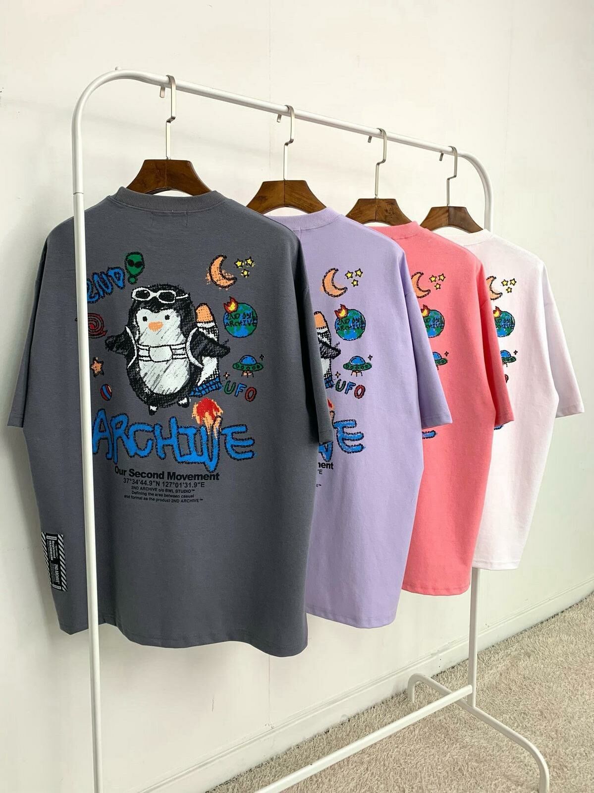 企鵝圖案英文字短袖Tee 2nd-233T