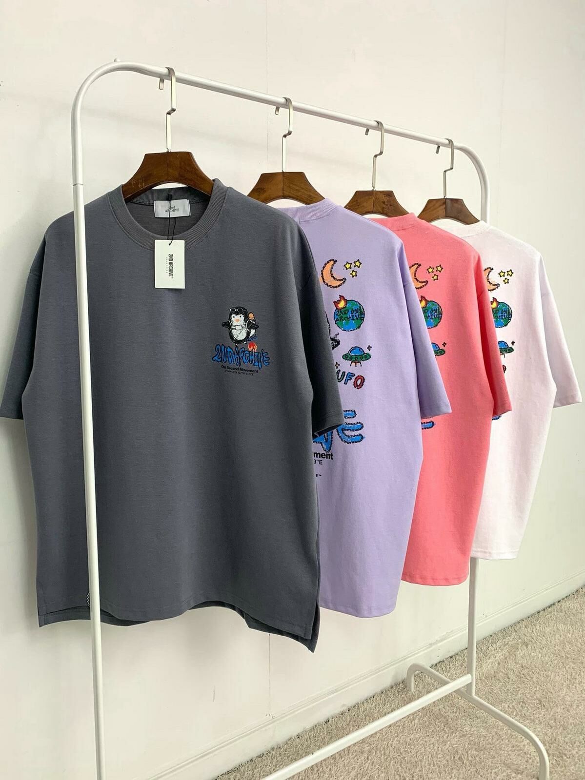 企鵝圖案英文字短袖Tee 2nd-233T