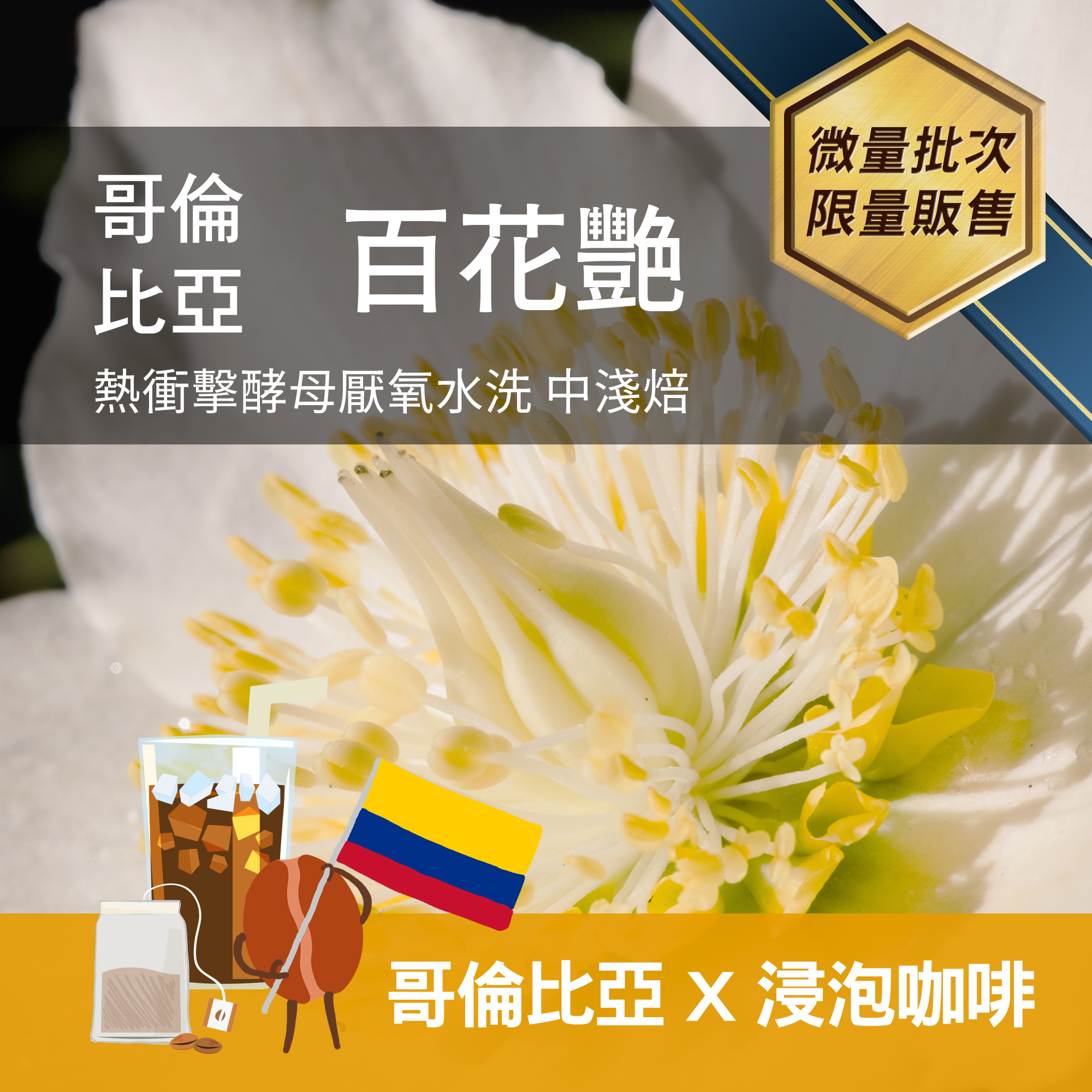 浸泡4包 / 哥倫比亞 百花艷 熱衝擊酵母厭氧水洗