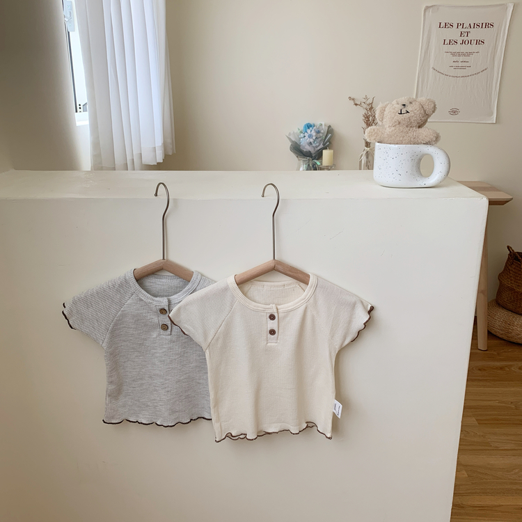 華夫格捲邊短袖套裝