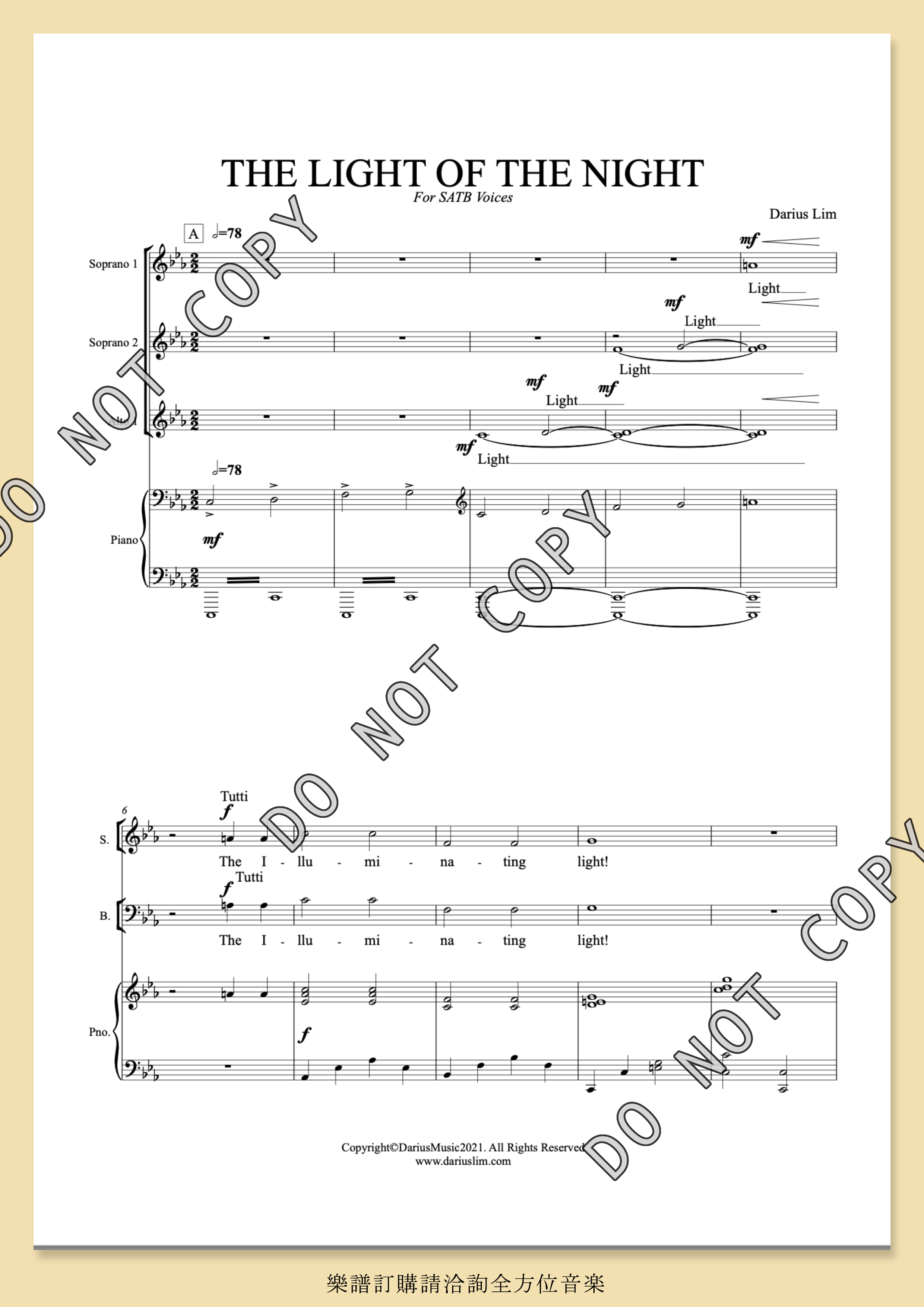 【混聲四部】《Light of the Night》