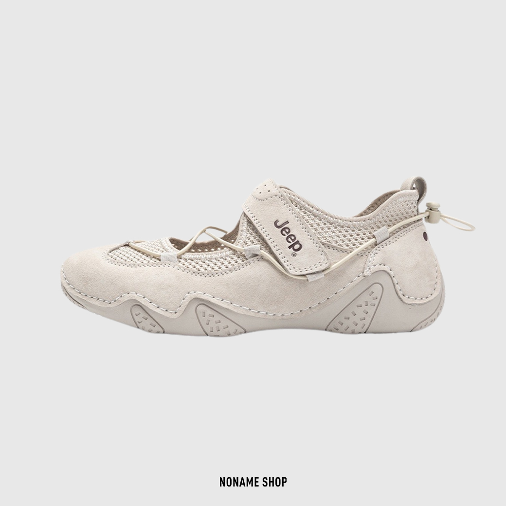 JEEP 芭蕾 魔鬼氈 瑪莉珍 涼鞋 米灰色 (女款)