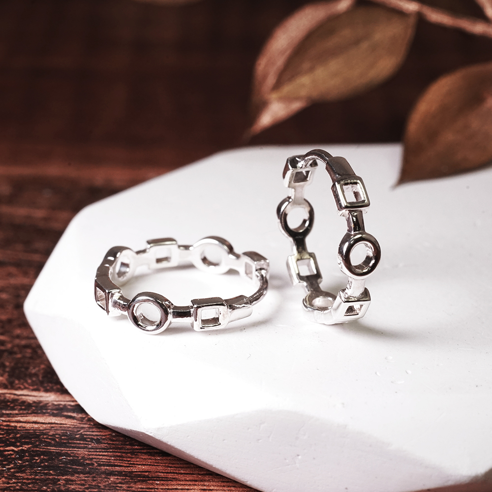 純銀 方圓幾何 易扣耳環 925純銀耳環 女生耳環