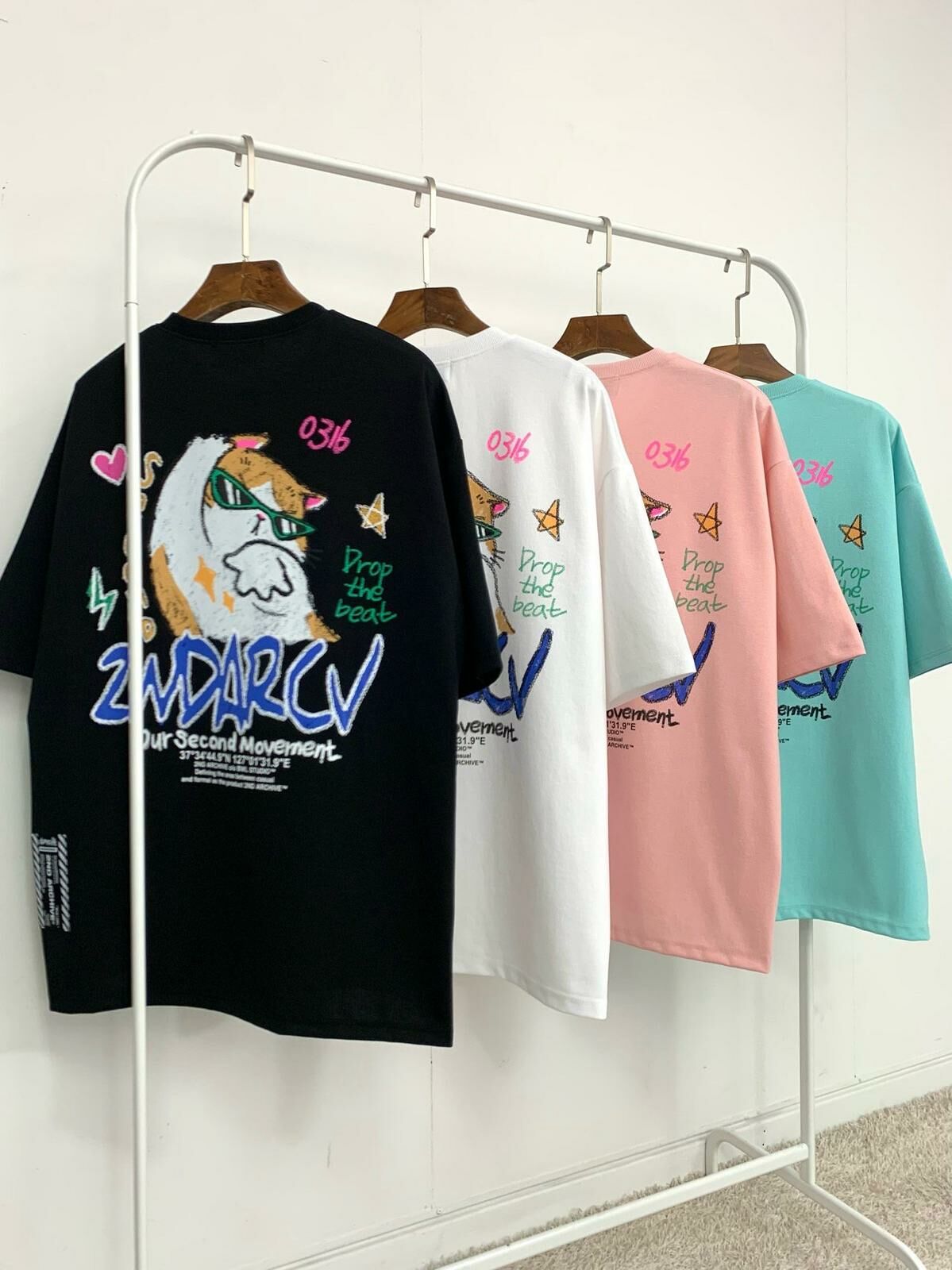 貓仔圖案英文字短袖Tee 2nd-237T