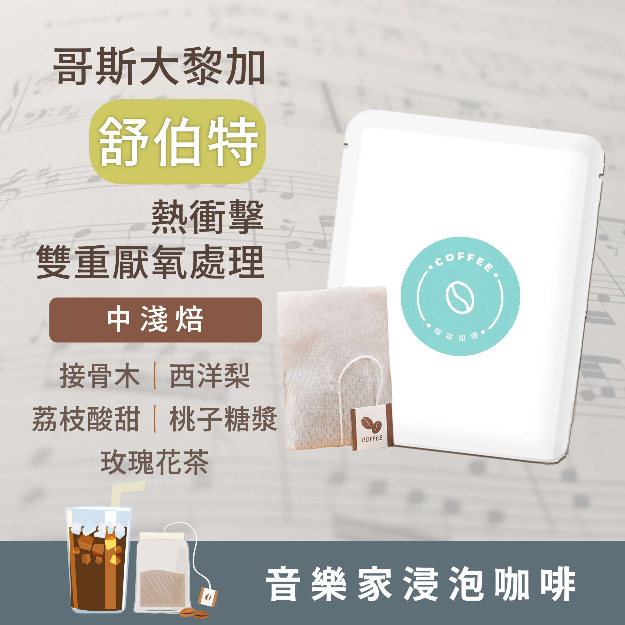 浸泡4入 / 中淺焙 哥斯大黎加 音樂家系列 舒伯特 熱衝擊雙重厭氧