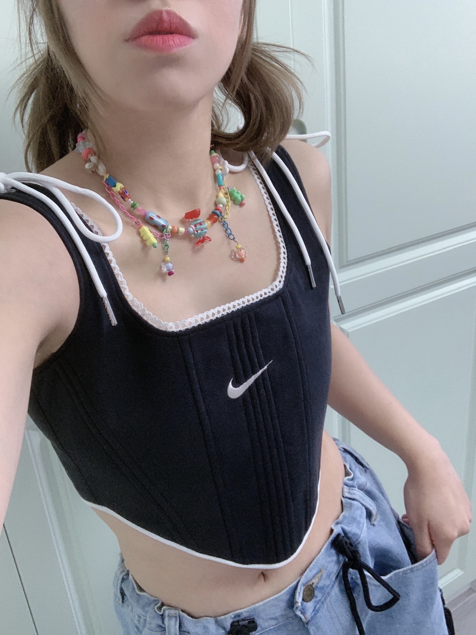 JUSTME - 【售罄】泰國復古Remake蕾絲邊馬甲