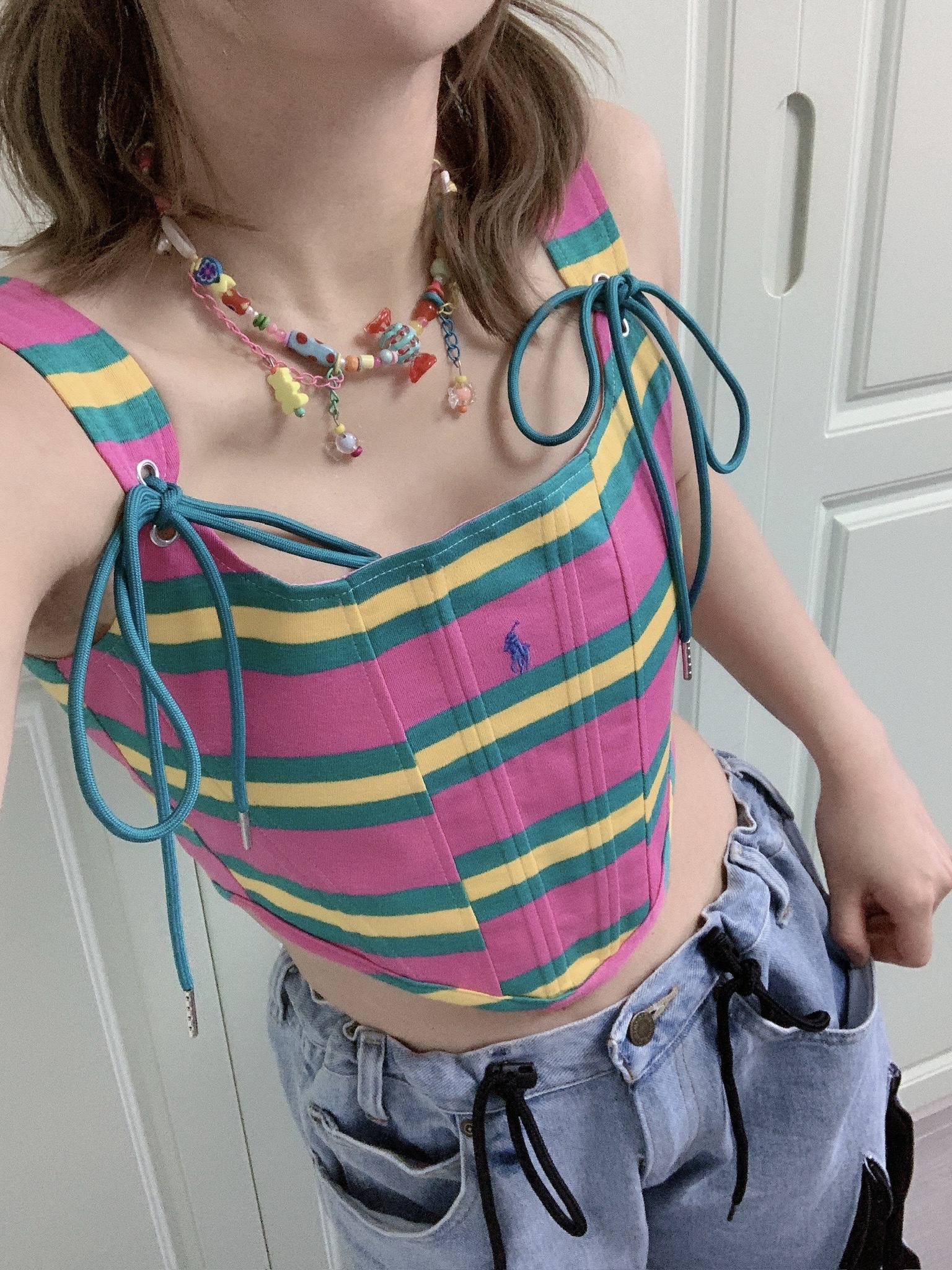 JUSTME - 【現貨】泰國復古Remake條紋馬甲