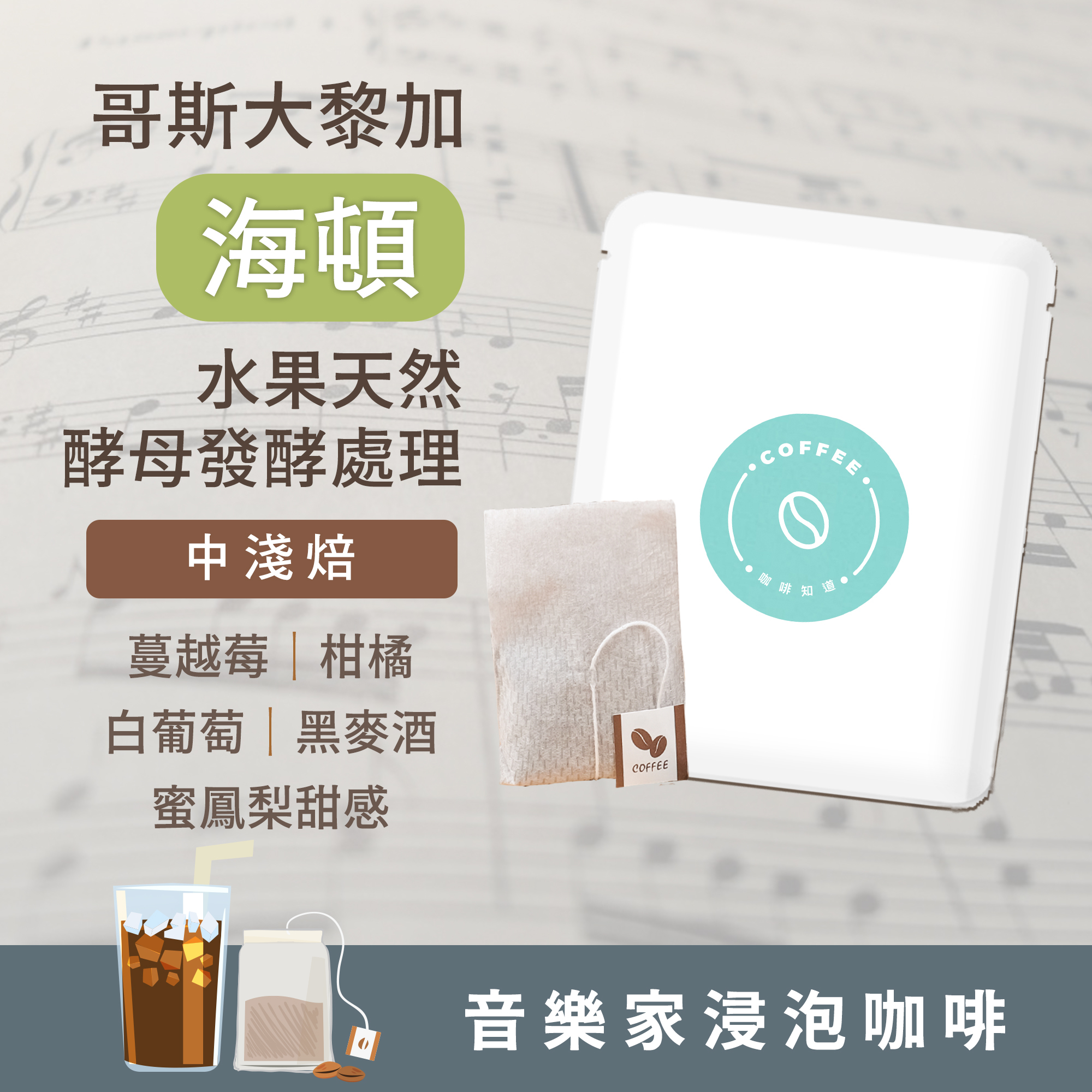 浸泡5入 / 中淺焙 哥斯大黎加 音樂家系列 海頓 天然水果酵母發酵