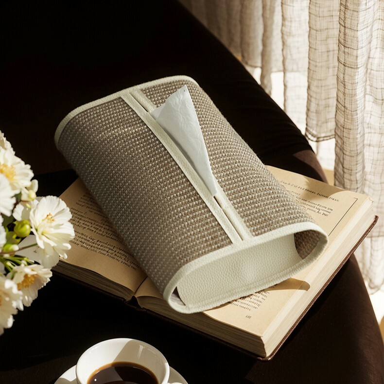 《5831》中古風桌面草編面紙盒