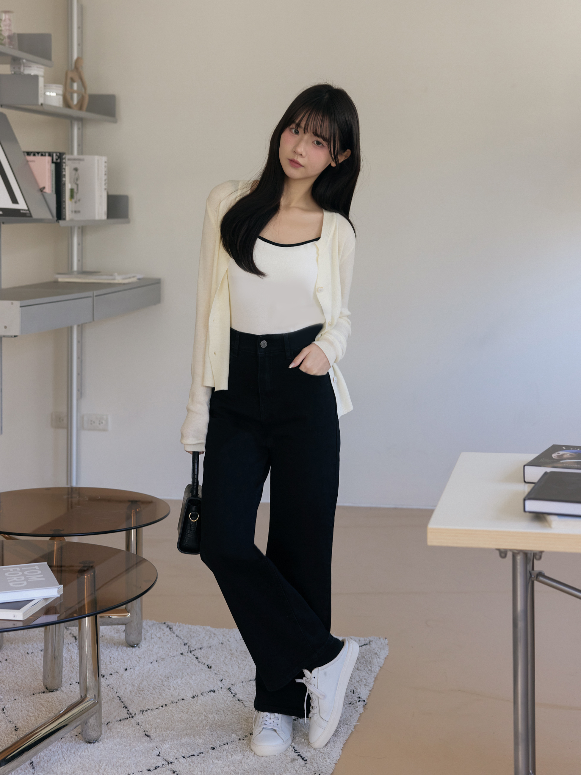 兩穿小V領輕柔細針織