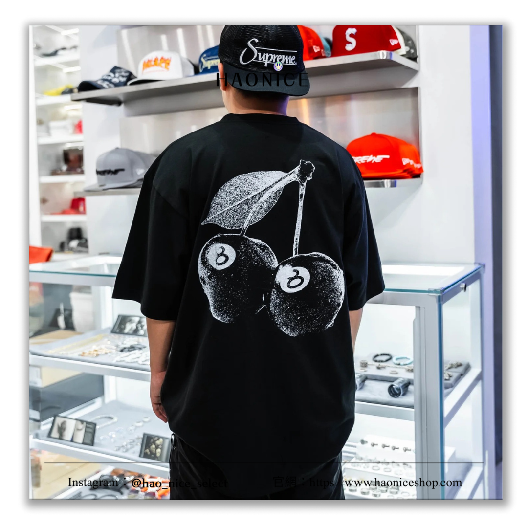 【HAO NICE 】美國🇺🇸街頭潮流 Stussy 25SS 春夏新款🔥 Cherries Tee 櫻桃黑8🎱 經典素色百搭短T 🔥