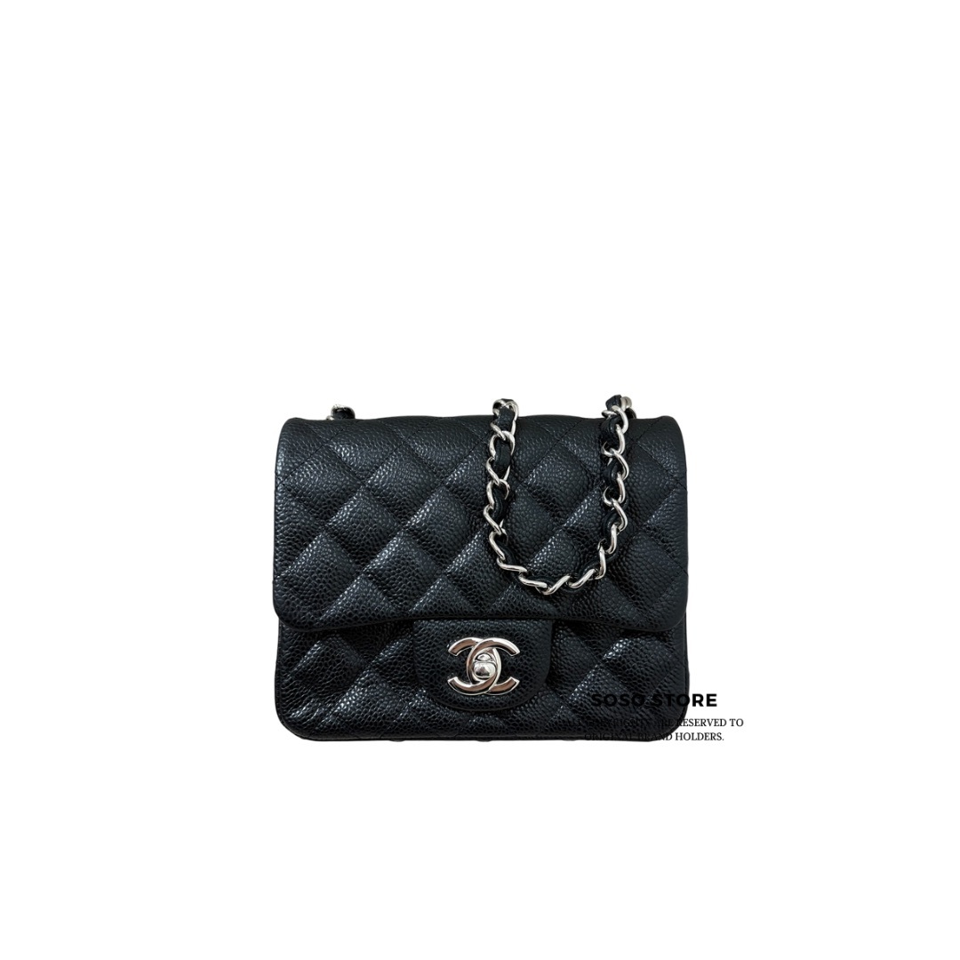 Chanel Mini Square Flap Bag - Black / Shw