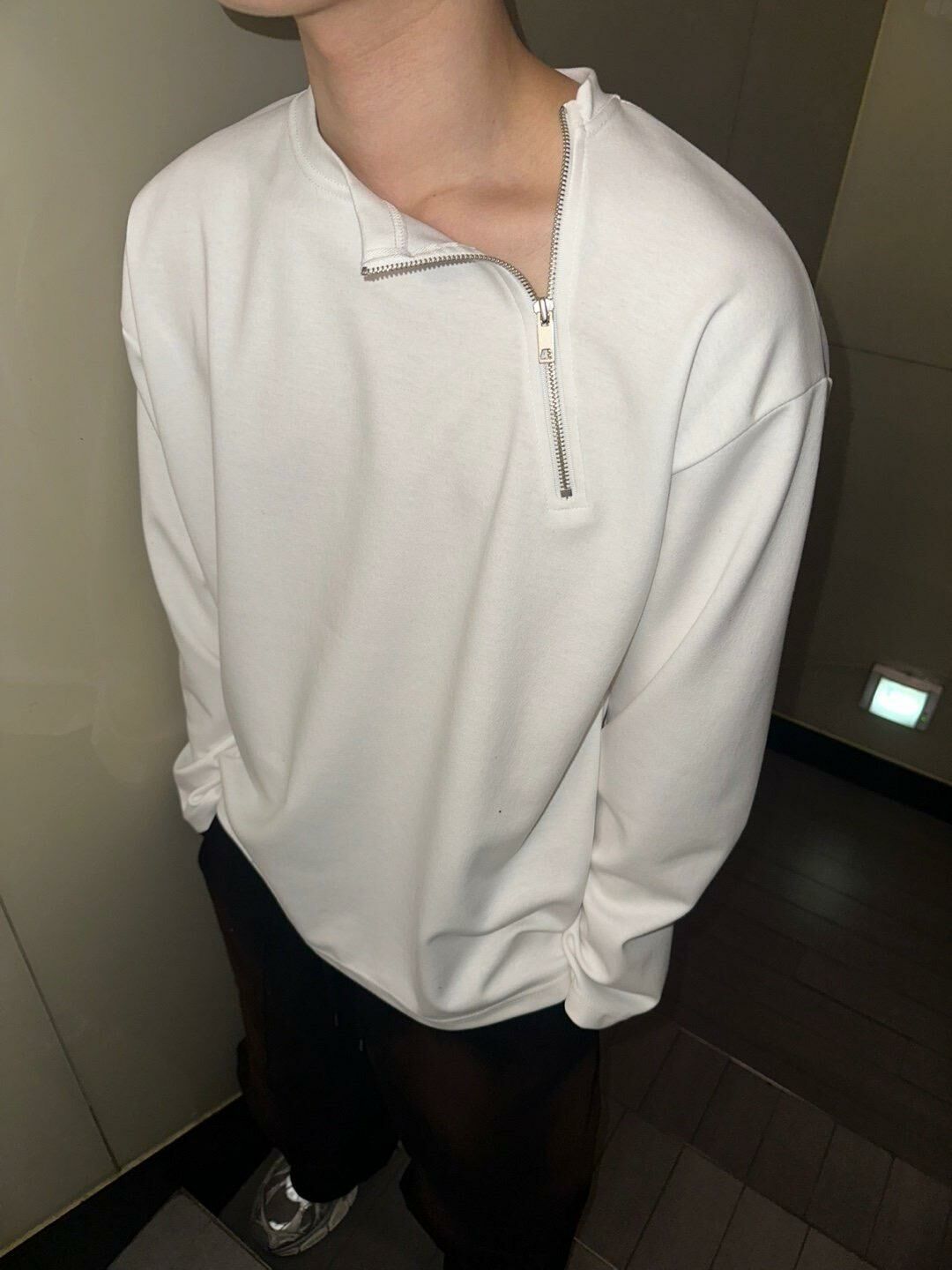 淨色拉鍊長袖衫 1990S-002T