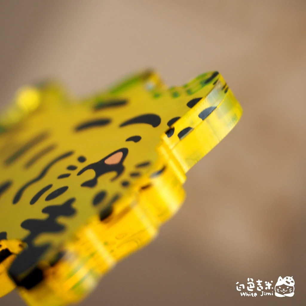 炸毛小老虎 壓克力透明 小吊飾 螢光黃｜白色吉米 臺灣