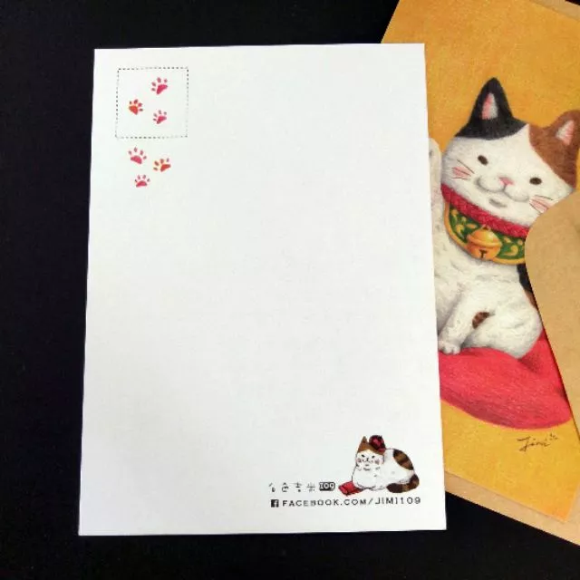 招福貓 明信片｜白色吉米 臺灣