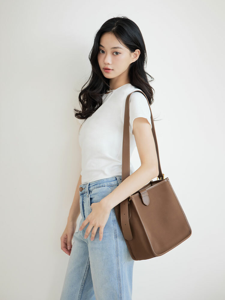 通勤單肩真皮托特包