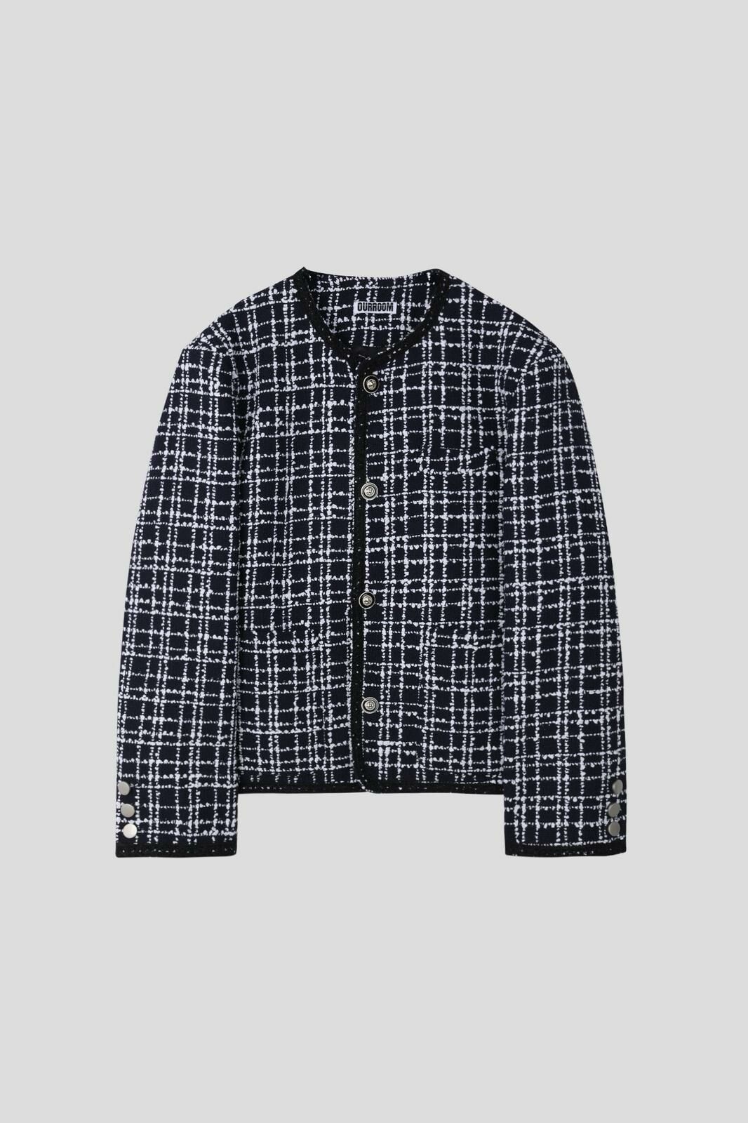 圓領格紋開胸外套 OUR ROOM-045JK