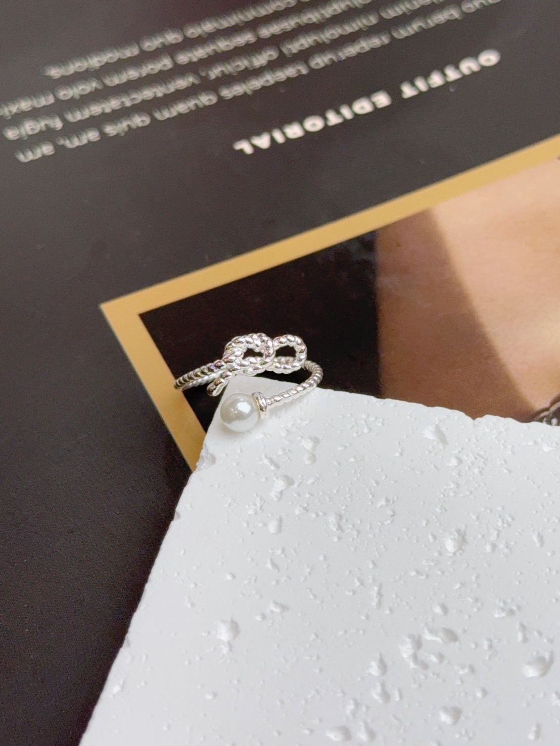 珍珠少女|繩結設計珍珠純銀戒指