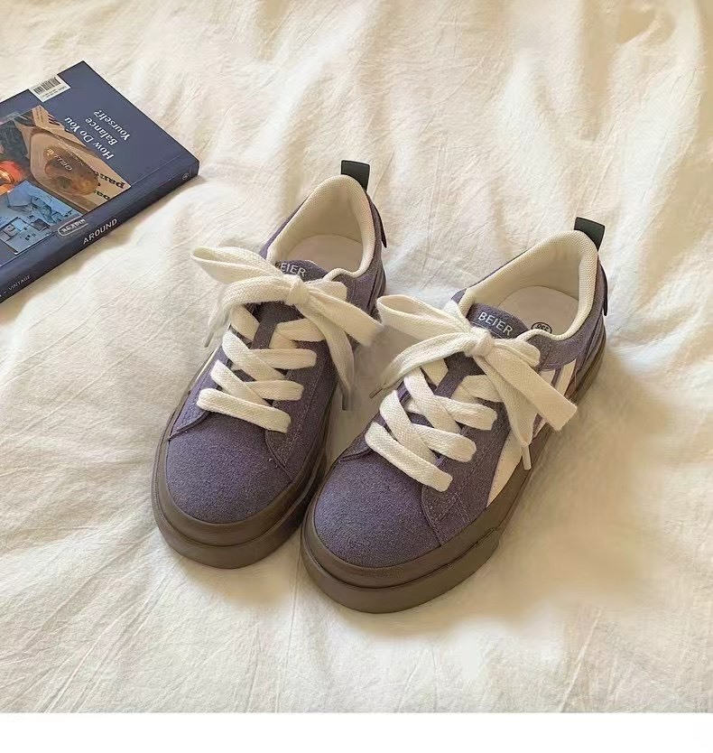 韓版跳色斜條紋休閒鞋