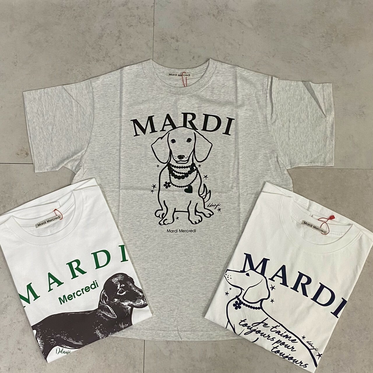 MARDI MERCREDI 臘腸狗 美式復古 印花短T