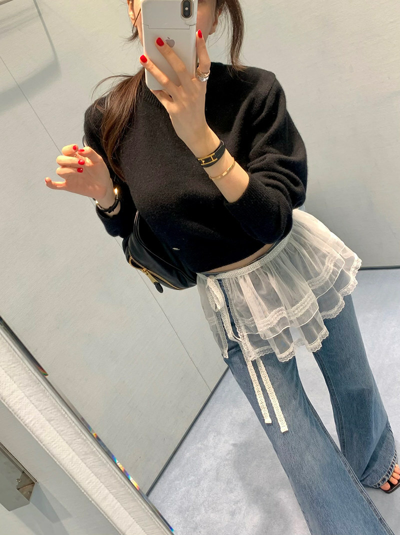 韓國正流行 蕾絲網紗綁帶襯裙