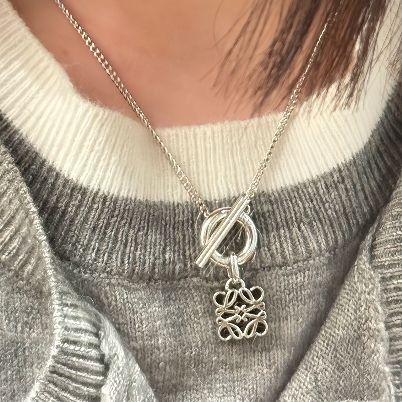 LOEWE Anagram Pendant in Sterling Silver / Silver