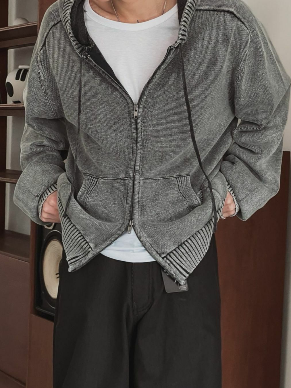 洗水連帽拉鍊外套 OUR ROOM-062JK