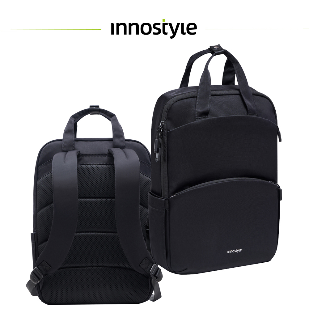innostyle ColorLite系列 大容量減壓透氣 後背包/肩背包/筆電包/電腦包/平板包/手提包 黑色