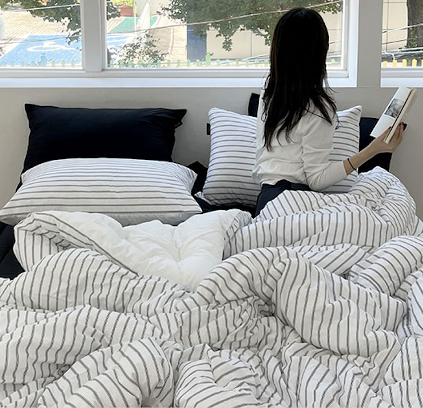 🇰🇷 韓國製 |北歐風雙面條紋 | 超舒適親膚 🌿抗菌透氣純棉四季被 🌿