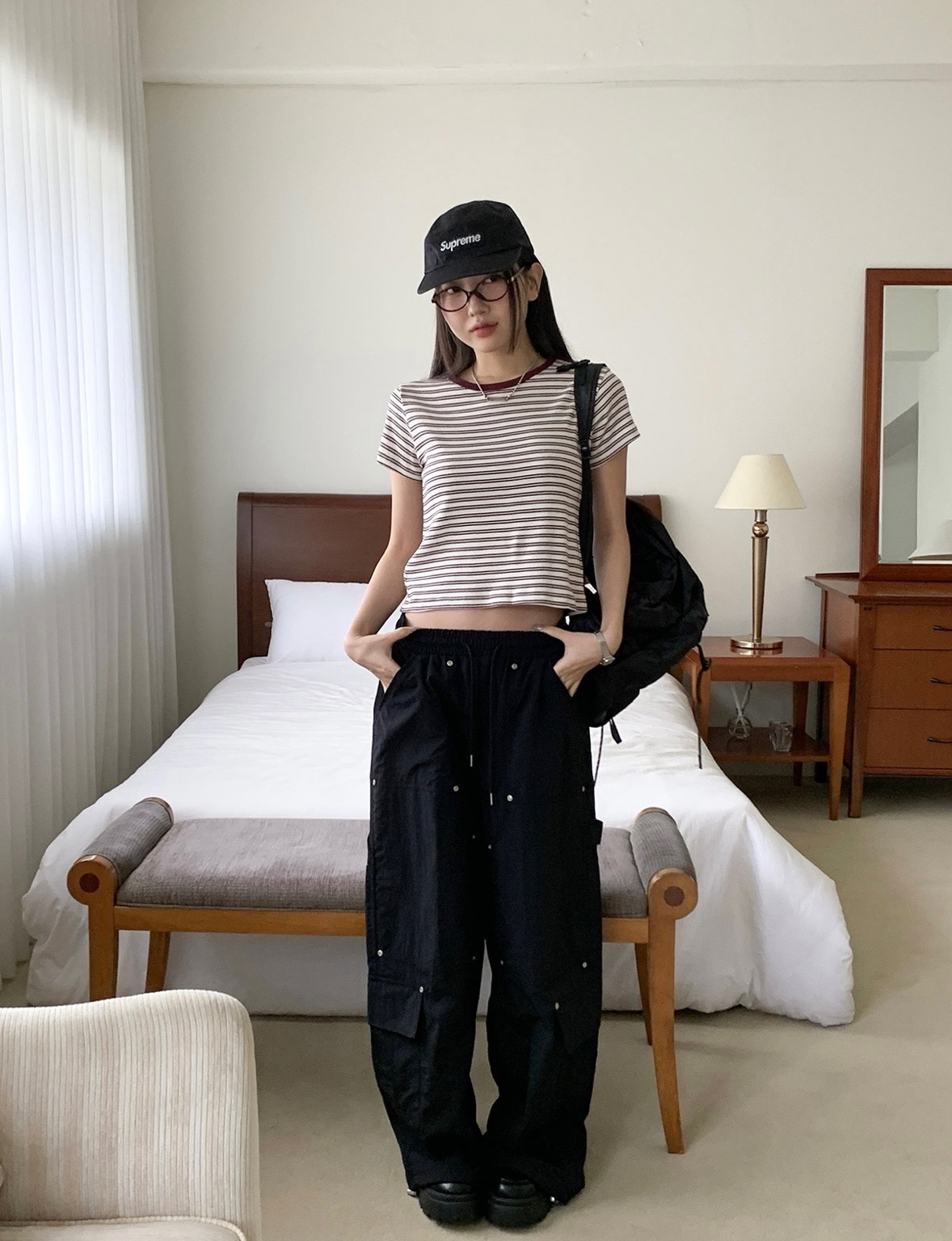 【優惠價預訂】韓國棉質配色間條TEE（4色）