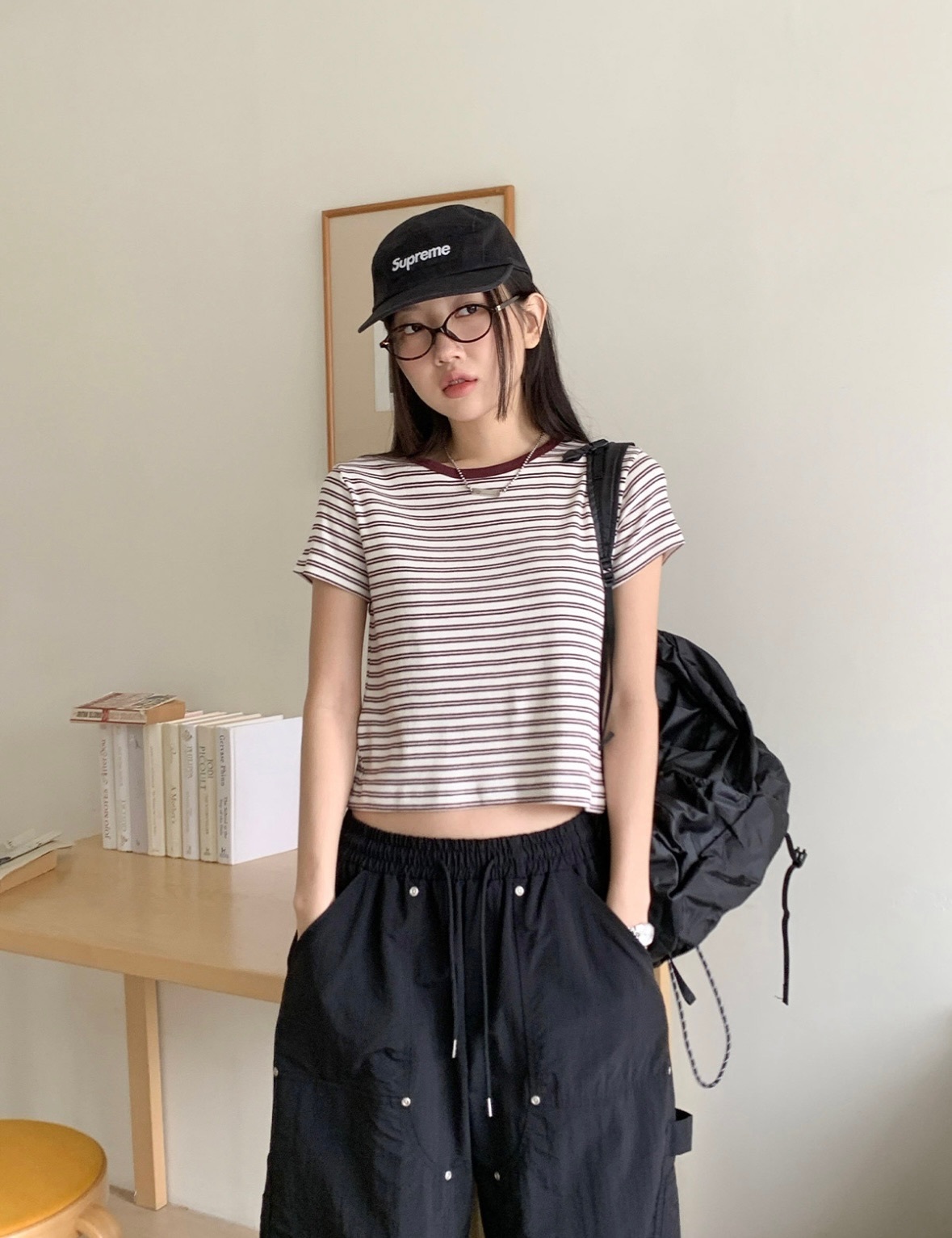 【優惠價預訂】韓國棉質配色間條TEE（4色）