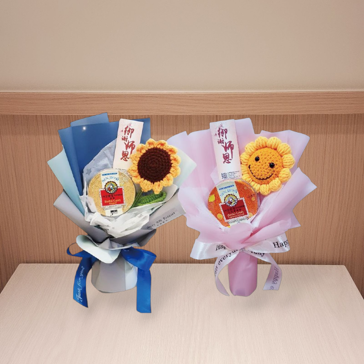 京都念慈菴喉糖針織花束,送老師花束,教師節花束,NIN JIOM Herbal Candy bouquet