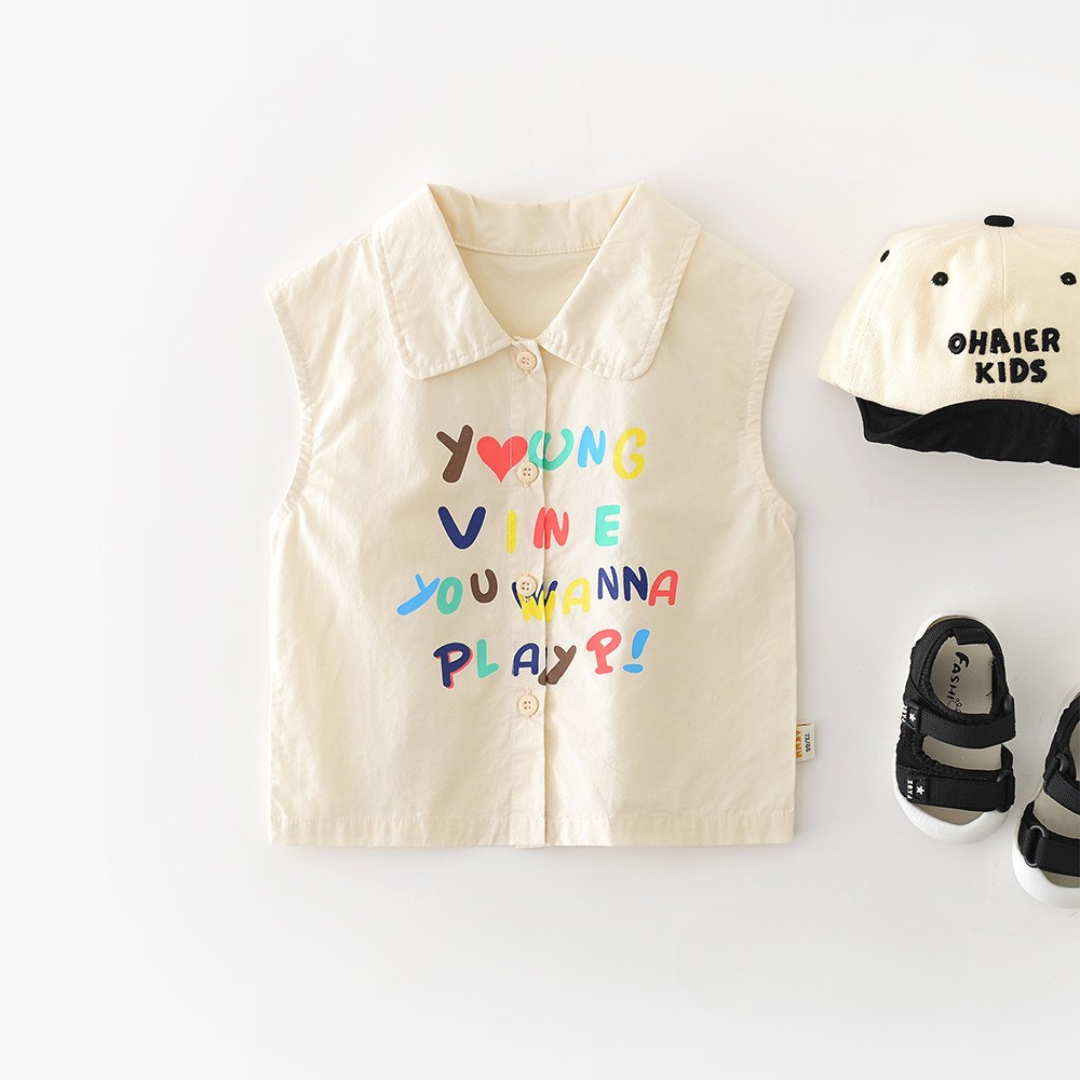 25 夏 彩色字母翻領無袖上衣