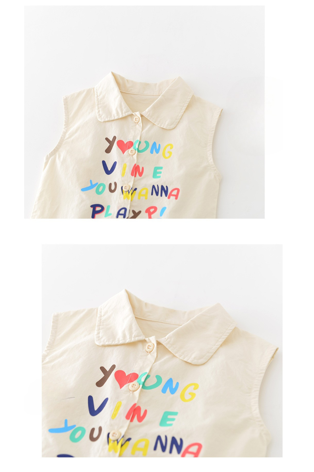 25 夏 彩色字母翻領無袖上衣