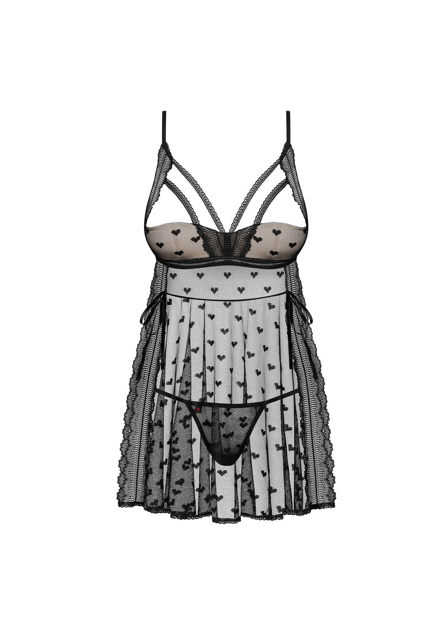 Obsessive - Heartia babydoll black - S/M