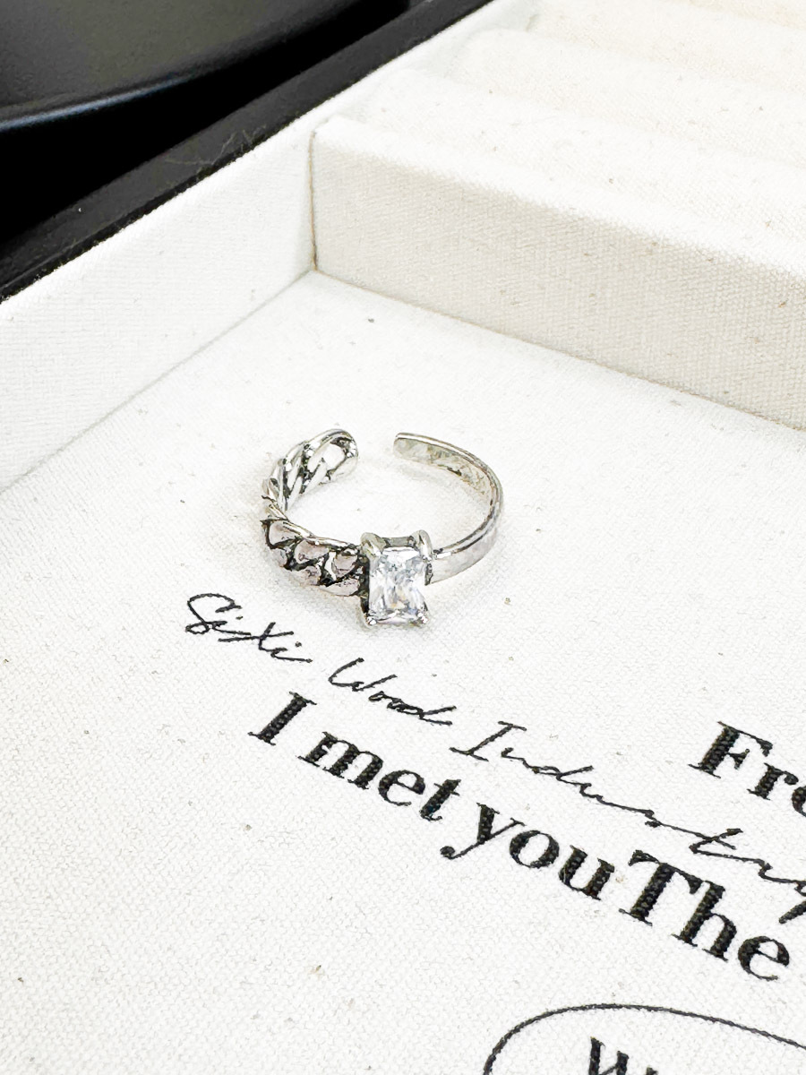 復古型格閃石戒指（925純銀）