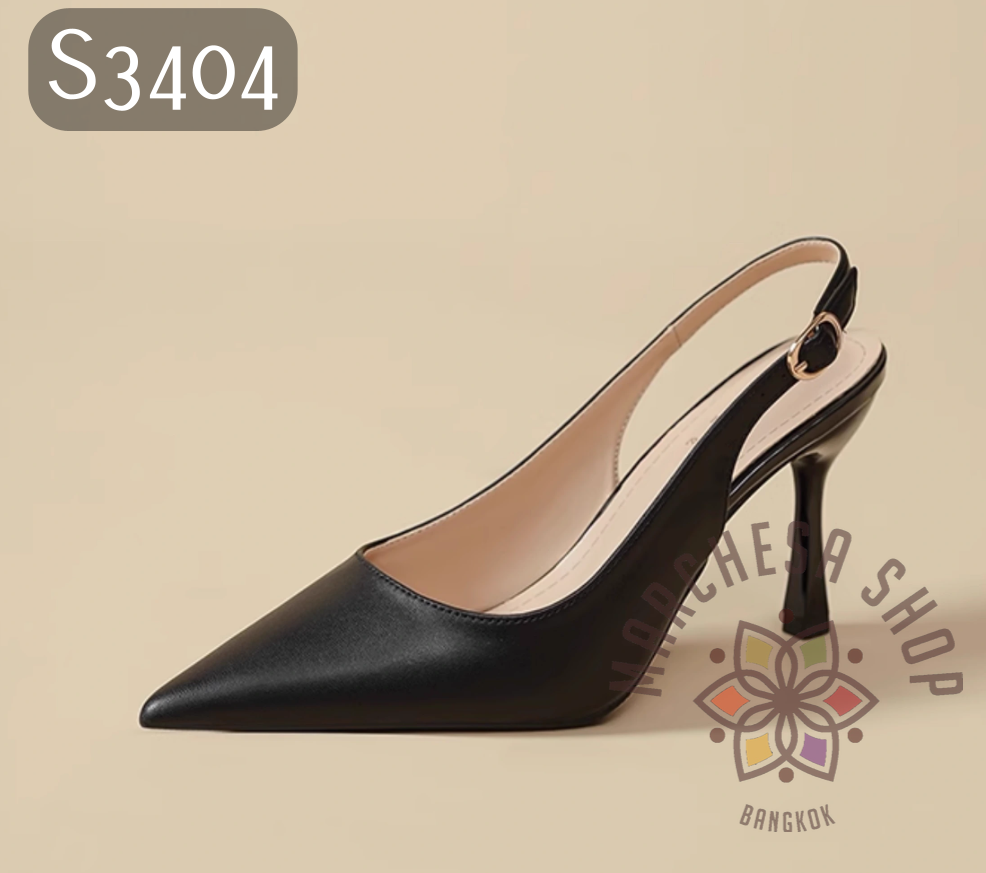 S3404 - 羊皮極簡一字帶尖頭高踭涼鞋 (兩種跟高 大小呎碼)