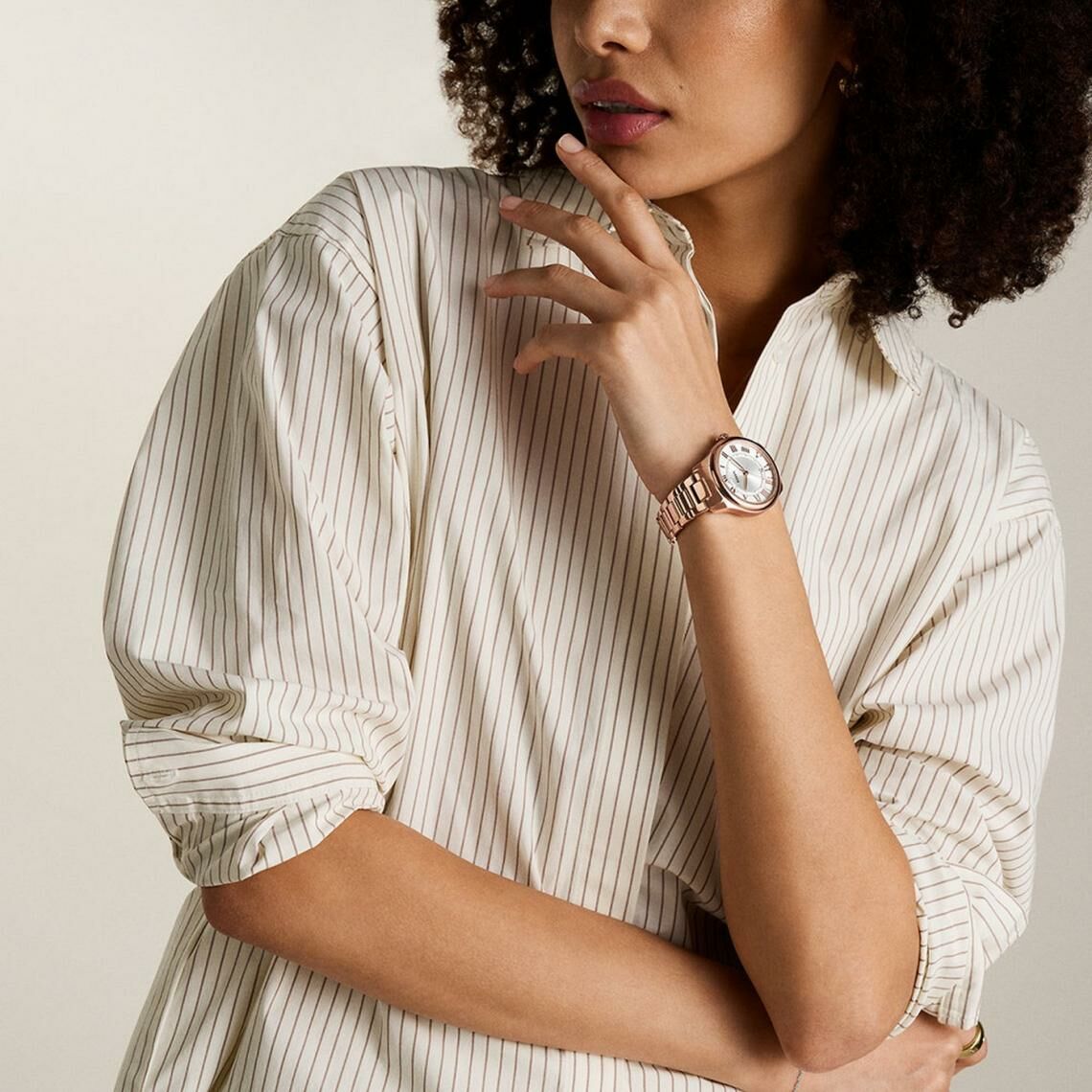 萬年鐘錶 - Fossil    Gilmore 優雅金飾羅馬數字不鏽鋼錶帶女錶 ES5394 錶徑38MM