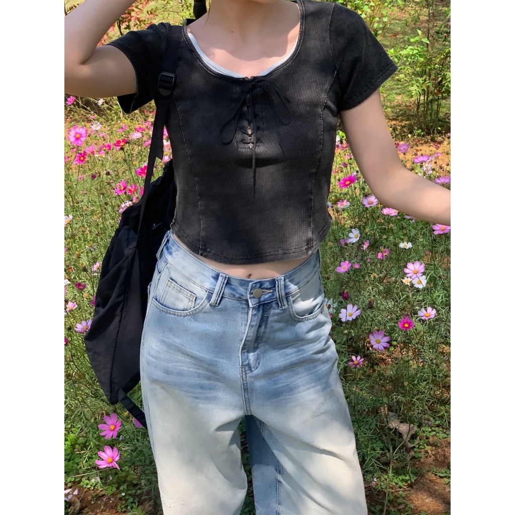 【imfine】指標穿搭 水洗感圓弧車線假兩件上衣 #9623