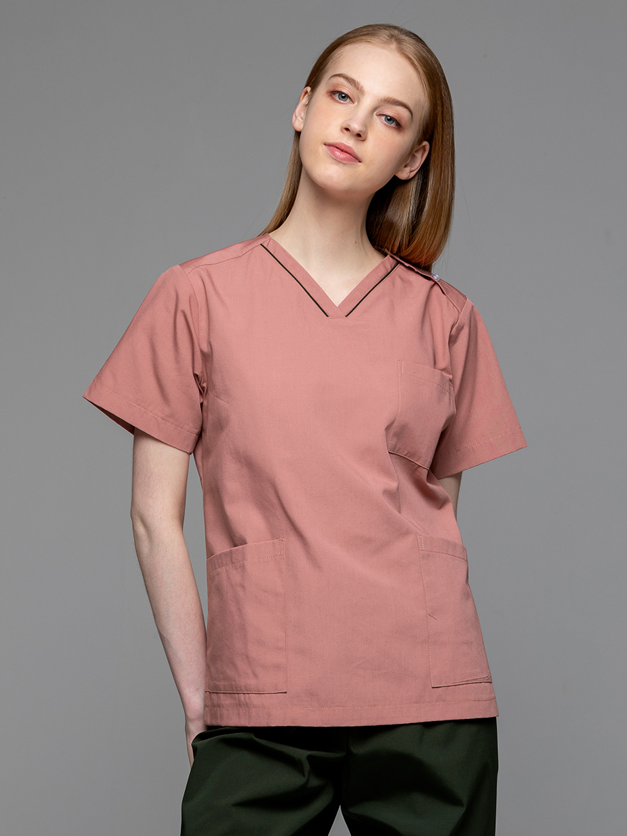 【 C713-F5 】女刷手上衣-C經典布-豆沙紅